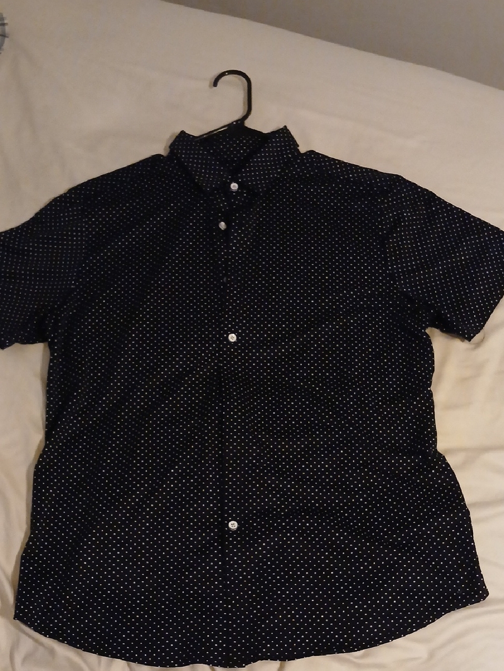 Mizzen+Main Navy Short-Sleeve Button-Up with White Microdots